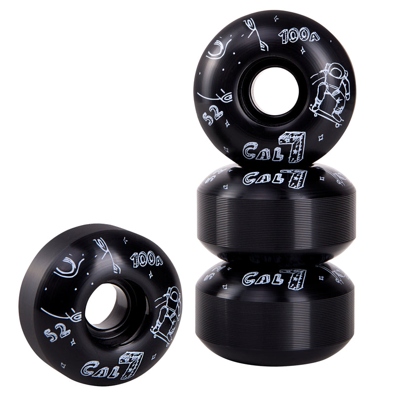 Cal 7 Catch-22 Skateboard Wheels, 52mm & 100A, Black & White Design (Interstellar)