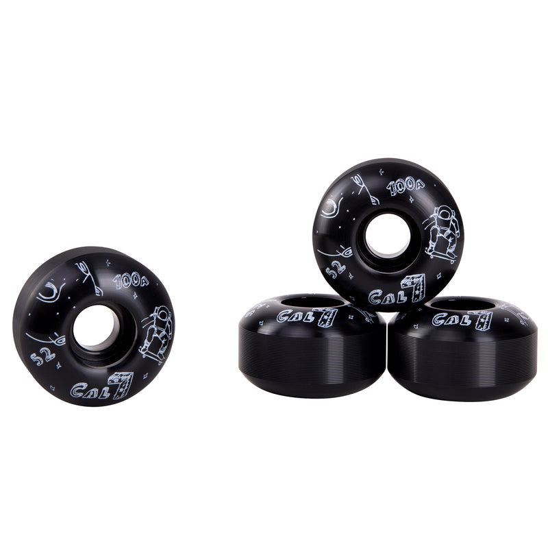 Cal 7 Catch-22 Skateboard Wheels, 52mm & 100A, Black & White Design (Interstellar)