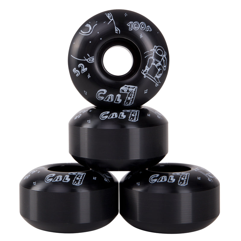 Cal 7 Catch-22 Skateboard Wheels, 52mm & 100A, Black & White Design (Interstellar)