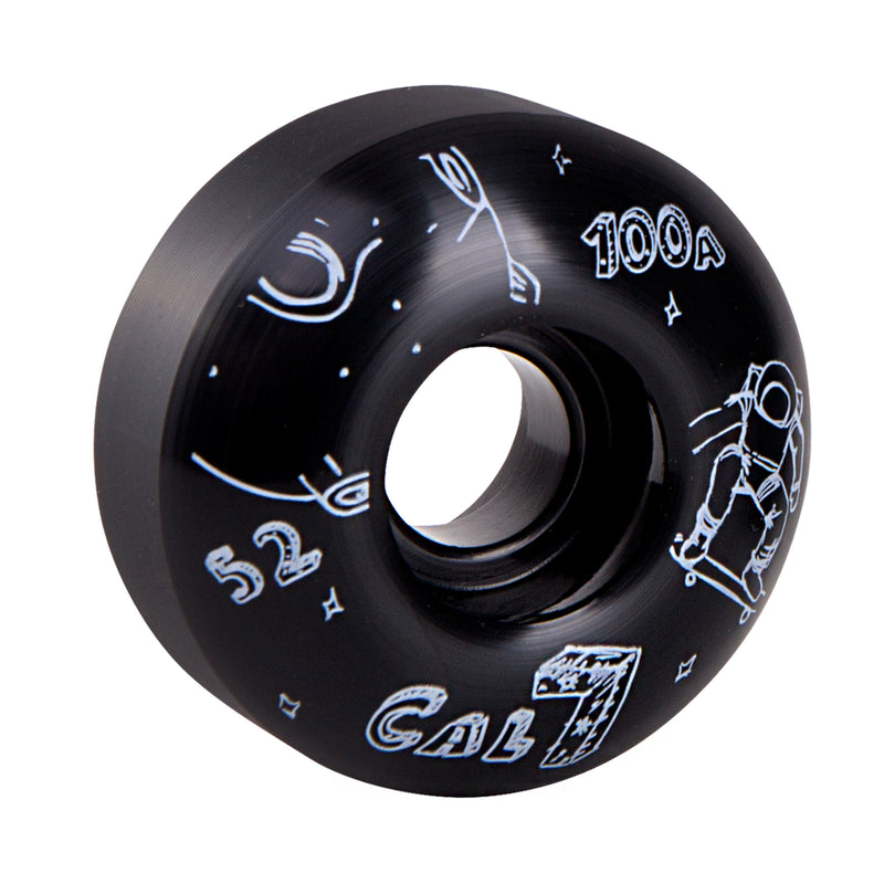 Cal 7 Catch-22 Skateboard Wheels, 52mm & 100A, Black & White Design (Interstellar)