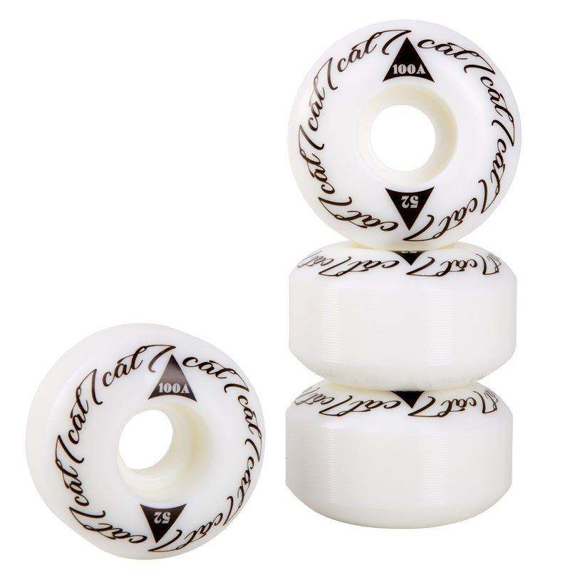 Cal 7 Catch-22 Skateboard Wheels, 52mm & 100A, Black & White Design (Notorious)