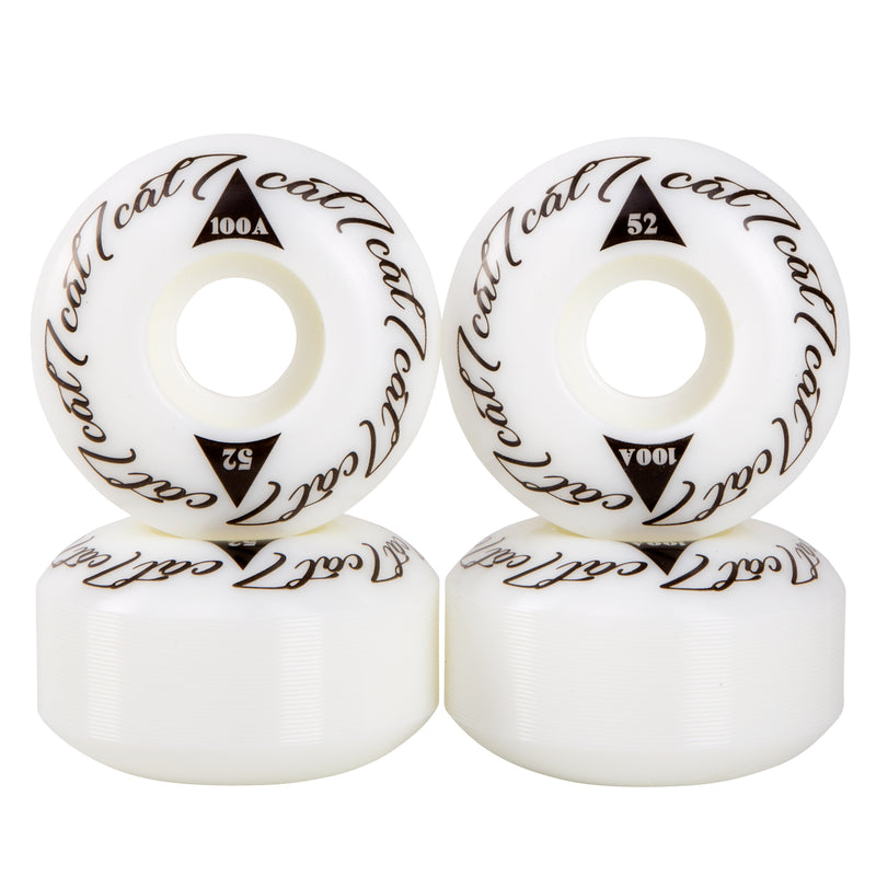 Cal 7 Catch-22 Skateboard Wheels, 52mm & 100A, Black & White Design (Notorious)