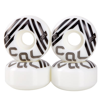 Cal 7 Catch-22 Skateboard Wheels, 52mm & 100A, Black & White Design (Retro)