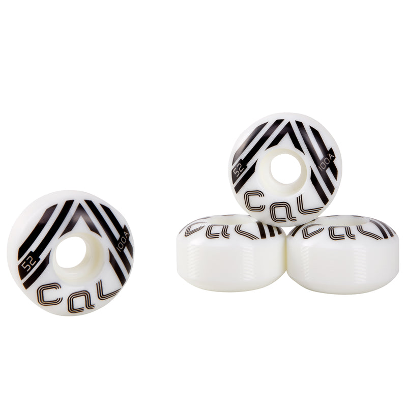 Cal 7 Catch-22 Skateboard Wheels, 52mm & 100A, Black & White Design (Retro)