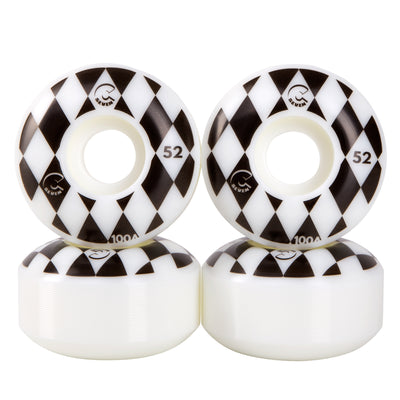 Cal 7 Catch-22 Skateboard Wheels, 52mm & 100A, Black & White Design (Speedway)