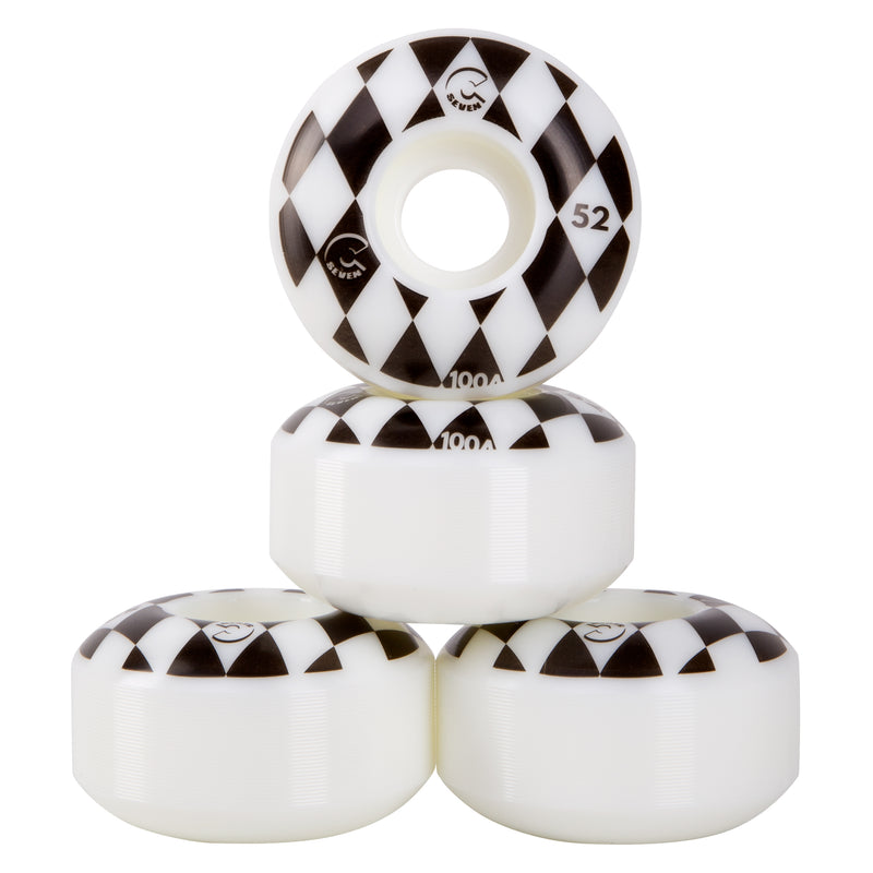 Cal 7 Catch-22 Skateboard Wheels, 52mm & 100A, Black & White Design (Speedway)