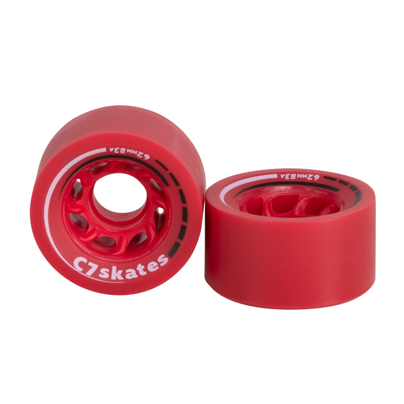 C7skates Cherrypop dark red 62mm roller skate wheels made from durable 83A polyurethane