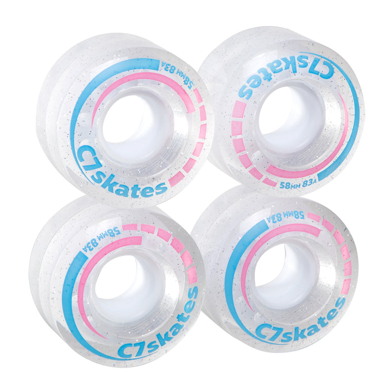 Wonderland Pink C7skates roller skate wheels made from durable polyurethane PU83A 58 mm diameter