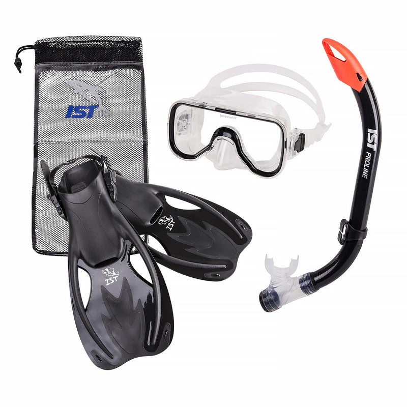IST CF710809 Kids Snorkeling Set: M71 Mask, SNK08 Snorkel, FK09 Fins & Bag