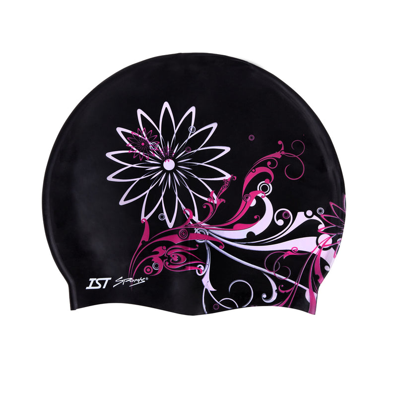IST CSC201 Floral Printed Silicone Swimming Cap for Adults