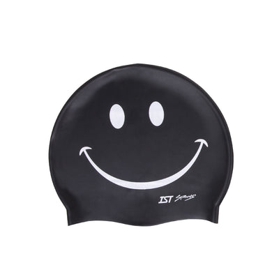 IST Smiley Face Printed Silicone Swimming Cap for Adults