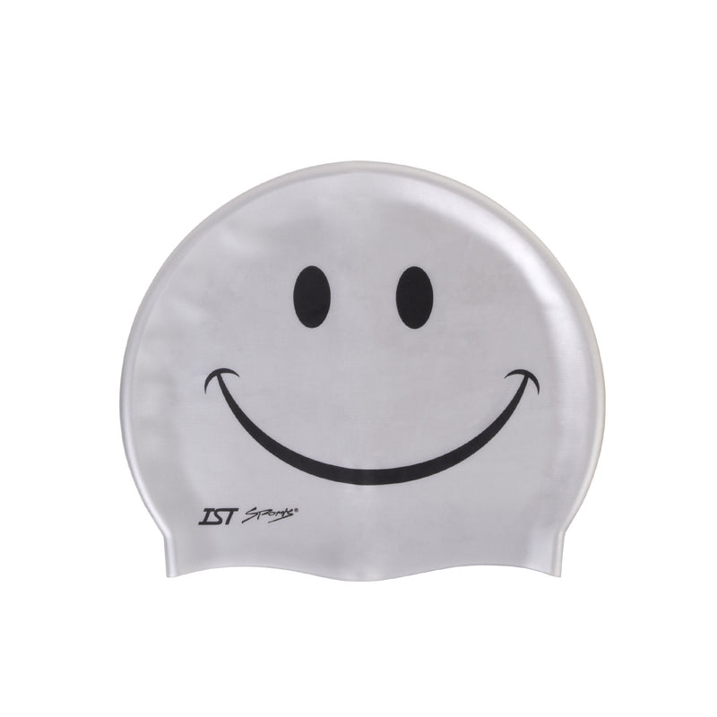 IST Smiley Face Printed Silicone Swimming Cap for Adults