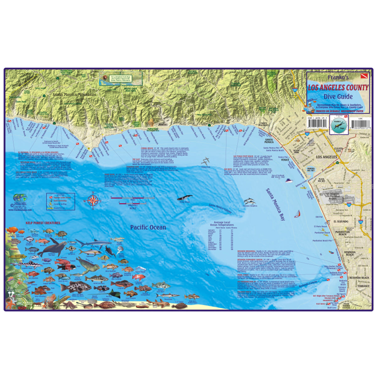 Franko Maps Los Angeles County Coast Dive Guide 14 X 21 Inch –
