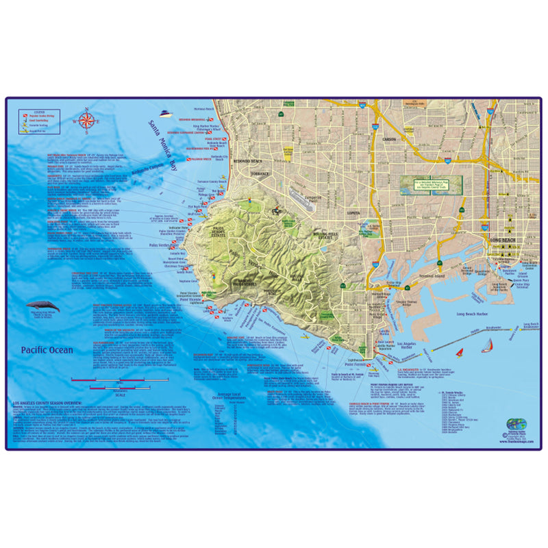 Franko Maps Los Angeles County Coast Dive Guide 14 X 21 Inch