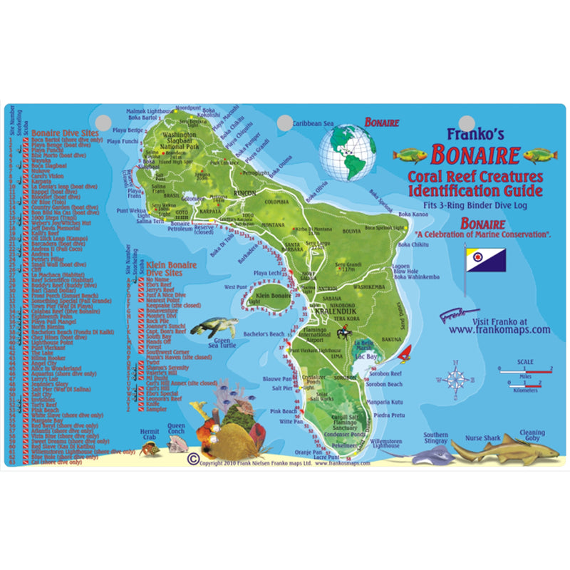 Franko Maps Bonaire Coral Reef Dive Creature Guide 5.5 X 8.5 Inch