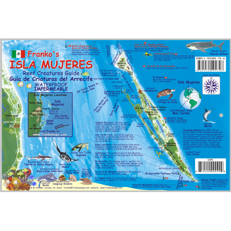 Franko Maps Isla Mujeres Reef Dive Creature Guide 6 X 9 Inch