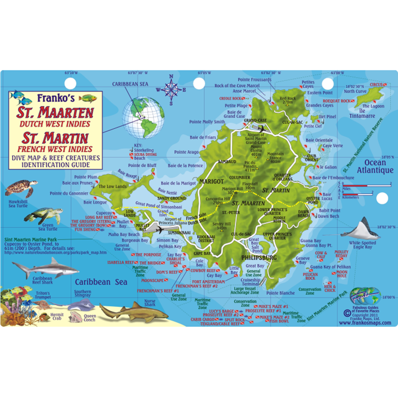 Franko Maps St Maarten/St Martin Coral Reef Dive Creature Guide 5.5 X 8.5 Inch