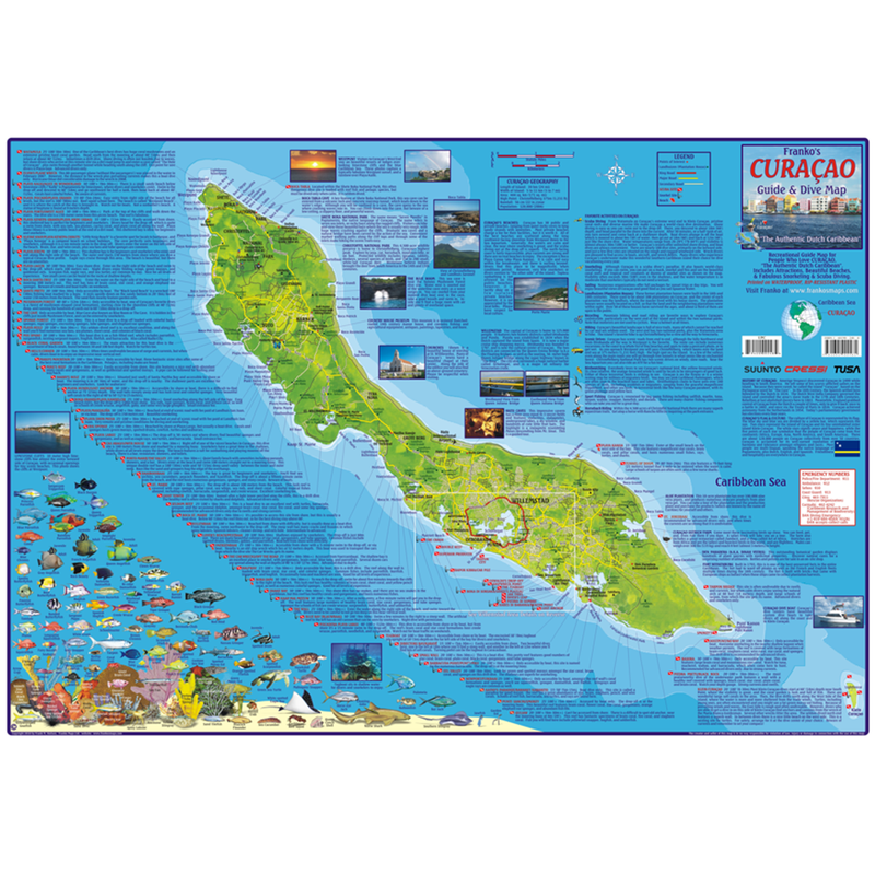 Franko Maps Curacao Dive Creature Adventure Guide 18.5 X 26 Inch