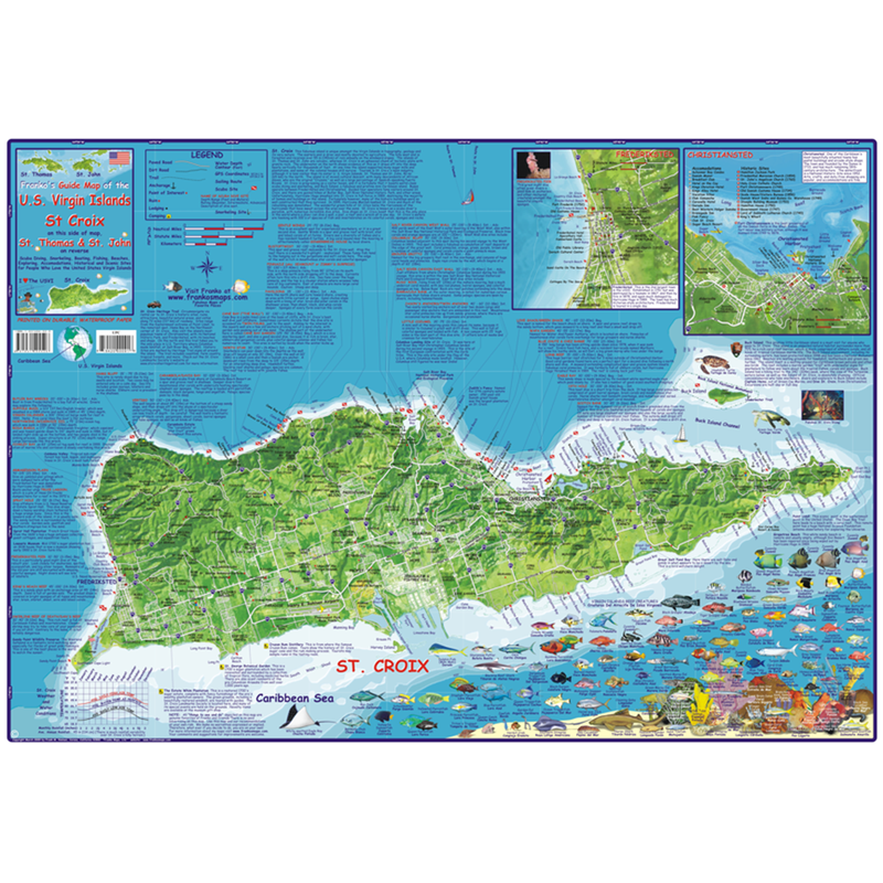 Franko Maps US Virgin Islands Dive Creature Guide 18.5 X 26 Inch