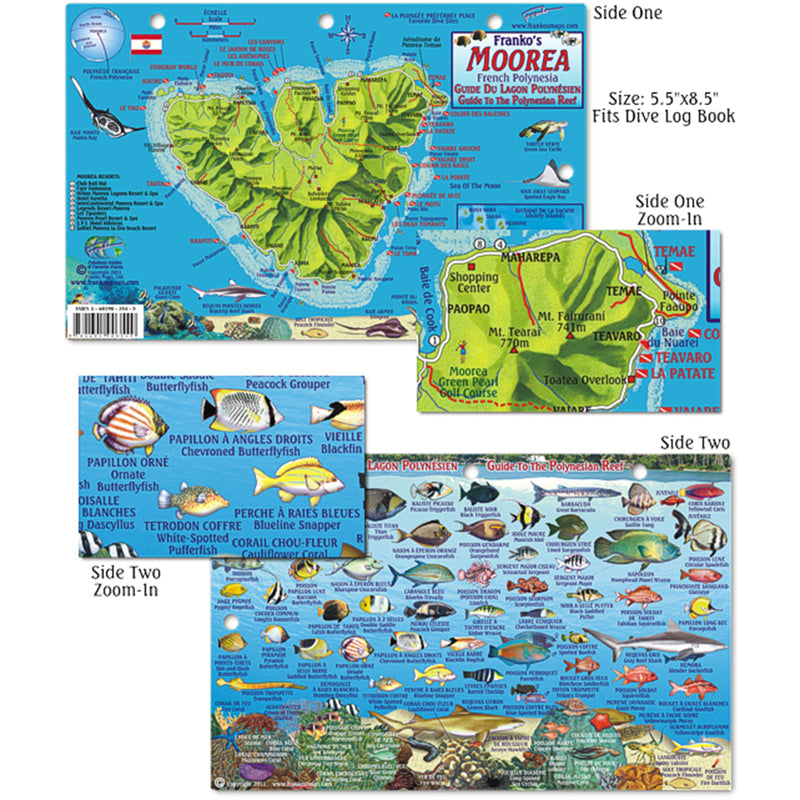 Franko Maps Moorea Polynesia Reef Dive Creature Guide 5.5 X 8.5 Inch