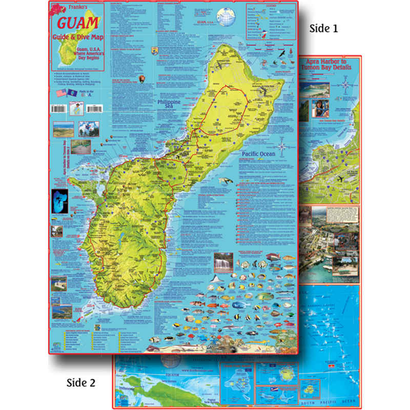 Franko Maps Guam Dive Creature Adventure Guide 18 X 26 Inch