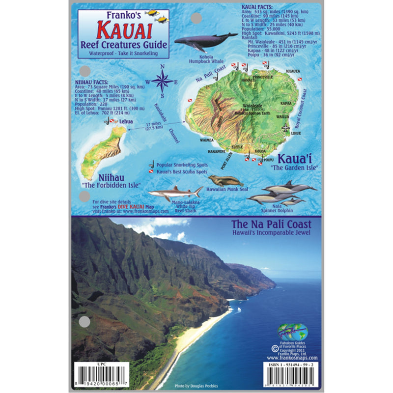 Franko Maps Hawaii Kauai Reef Dive Creature Guide 5.5 X 8.5 Inch