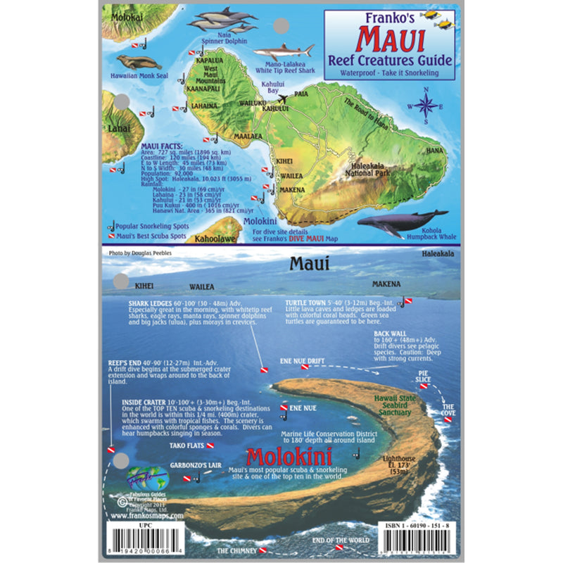 Franko Maps Hawaiian Maui Reef Dive Creature Guide 5.5 X 8.5 Inch