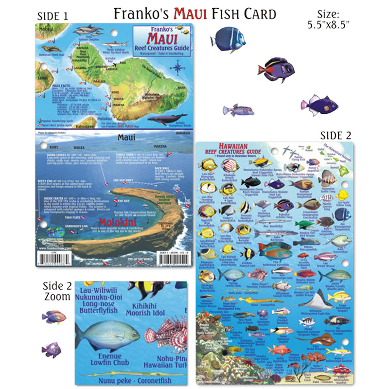 Franko Maps Hawaiian Maui Reef Dive Creature Guide 5.5 X 8.5 Inch