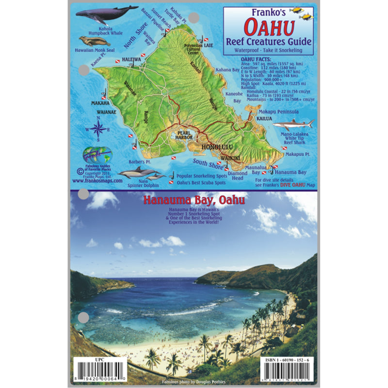 Franko Maps Oahu Hawaiian Reef Dive Creature Guide 5.5 X 8.5 Inch