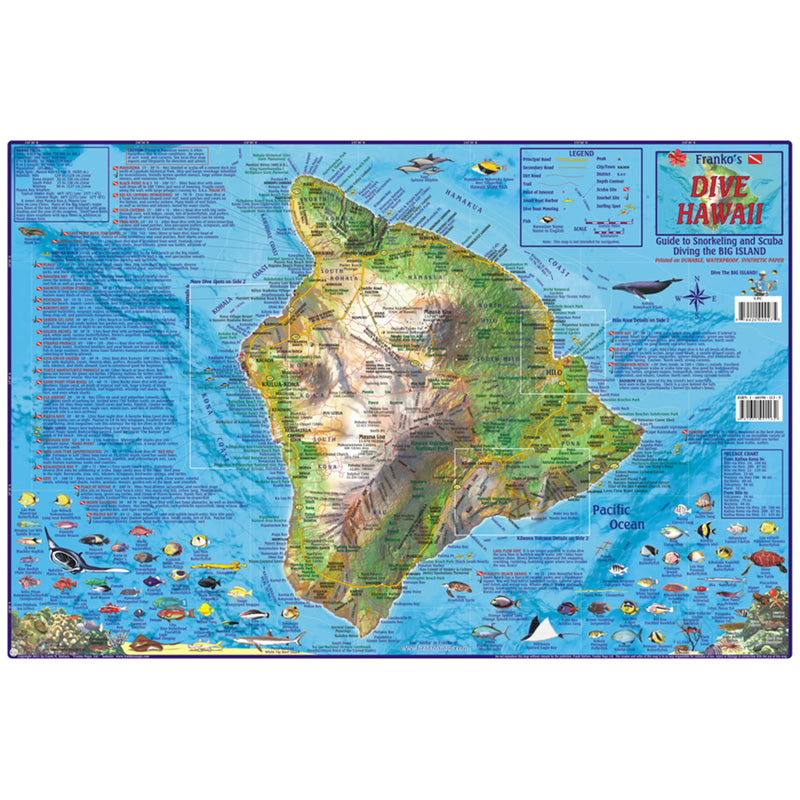 Franko Maps Hawaii Big Island Dive Creature Guide 14 X 21 Inch