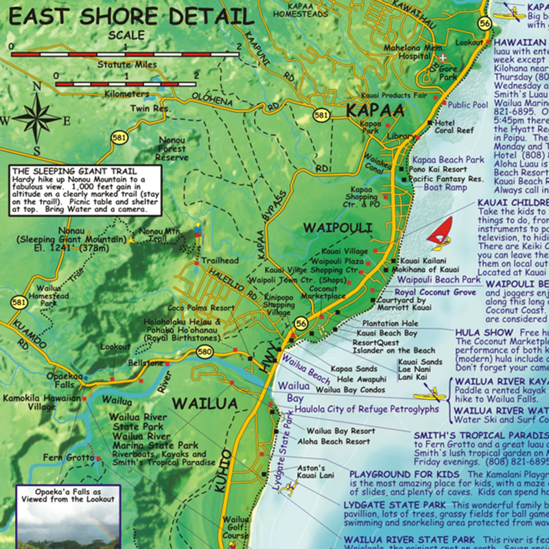 Franko Maps Hawaii Kauai Adventure Guide 14 X 21 Inch