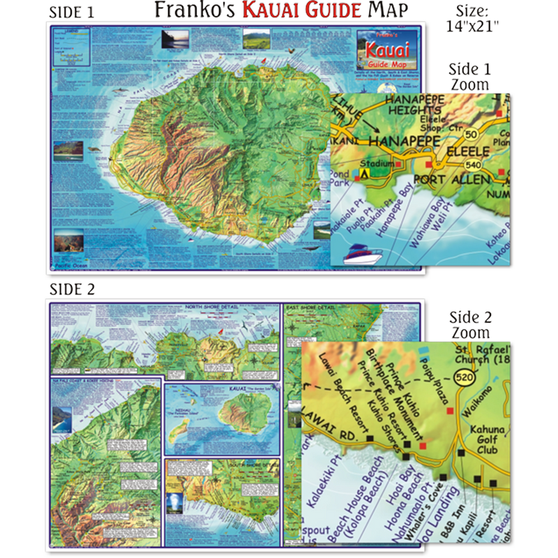 Franko Maps Hawaii Kauai Adventure Guide 14 X 21 Inch
