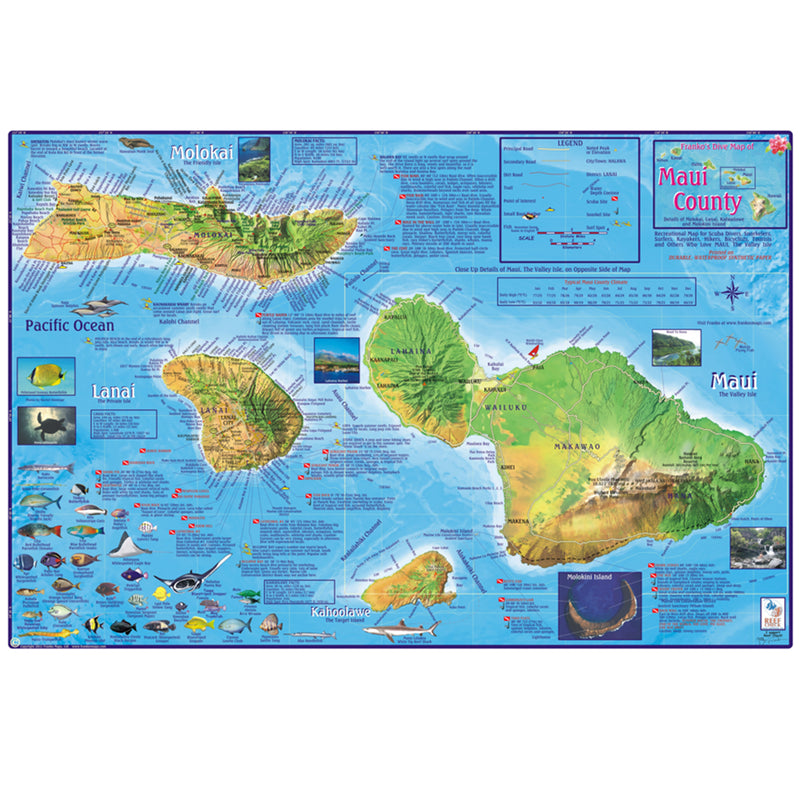 Franko Maps Hawaii Maui Dive Creature Guide 14 X 21 Inch