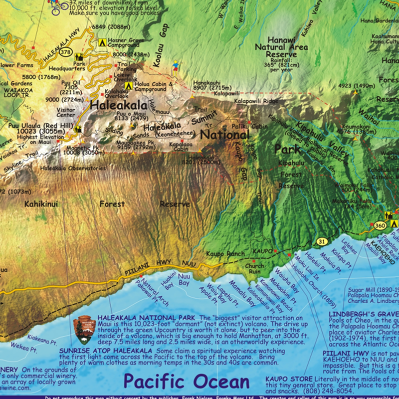Franko Maps Hawaii Maui Adventure Guide 14 X 21 Inch