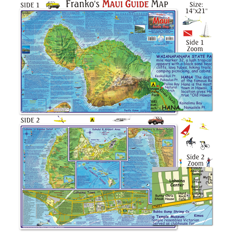 Franko Maps Hawaii Maui Adventure Guide 14 X 21 Inch