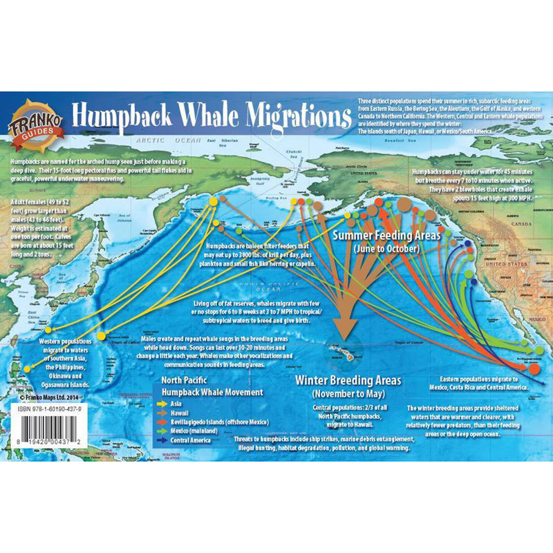 Franko Maps Pacific Humpback Whale Migration Guide 6 X 9 Inch
