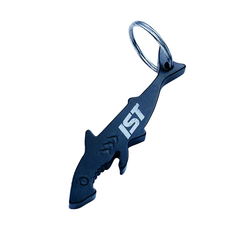 Shark keychain with can opener