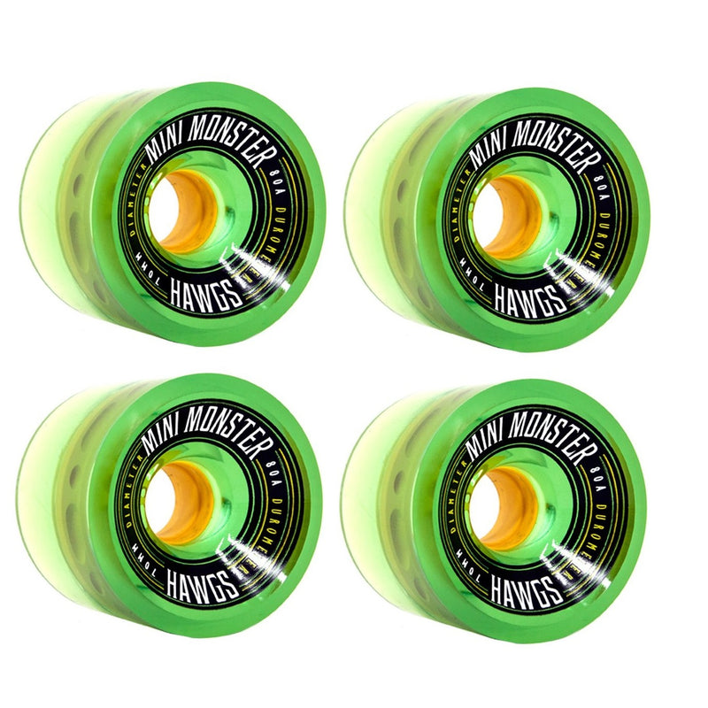Landyachtz Hawgs 70mm 80a Mini Monster Longboard Skateboard Wheels Clear Green