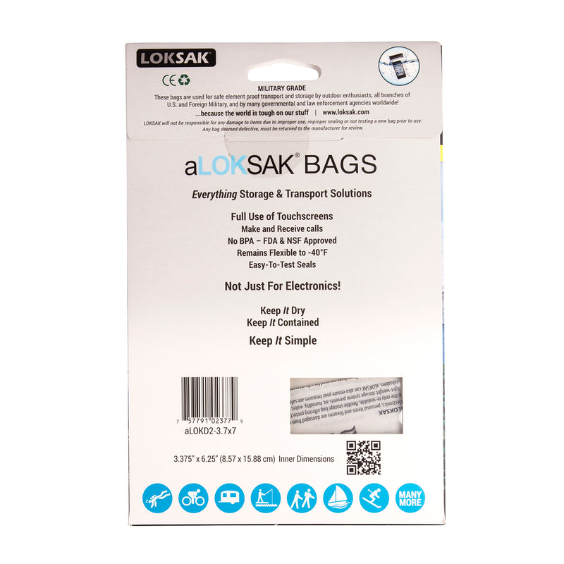 2 aLOKSAK Airtight Waterproof Pouch Clear Dry Bags