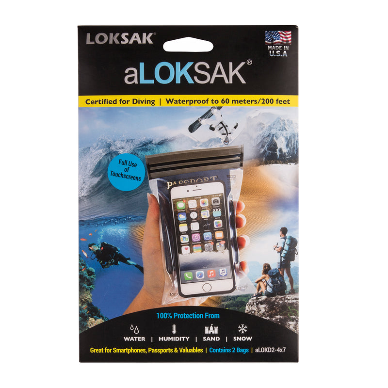 2 aLOKSAK Airtight Waterproof Pouch Clear Dry Bags