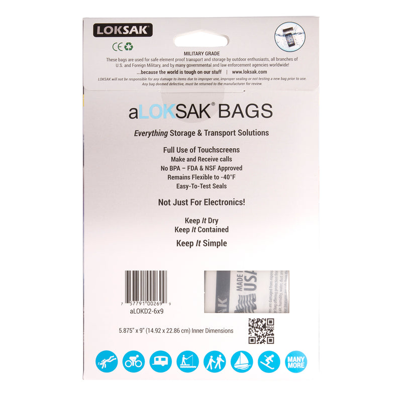 2 aLOKSAK Airtight Waterproof Pouch Clear Dry Bags