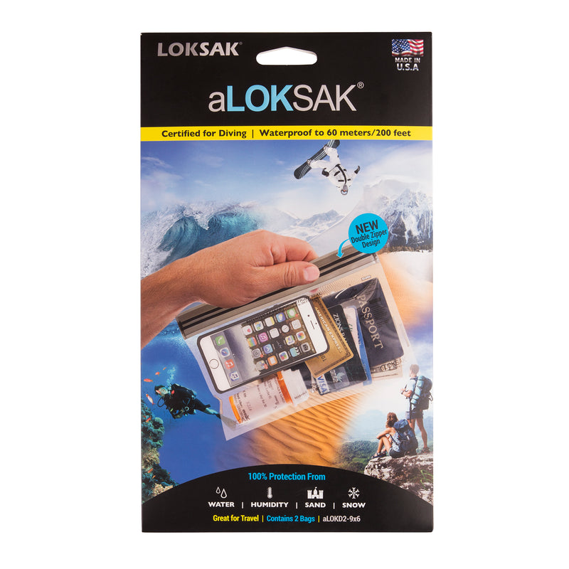 2 aLOKSAK Airtight Waterproof Pouch Clear Dry Bags