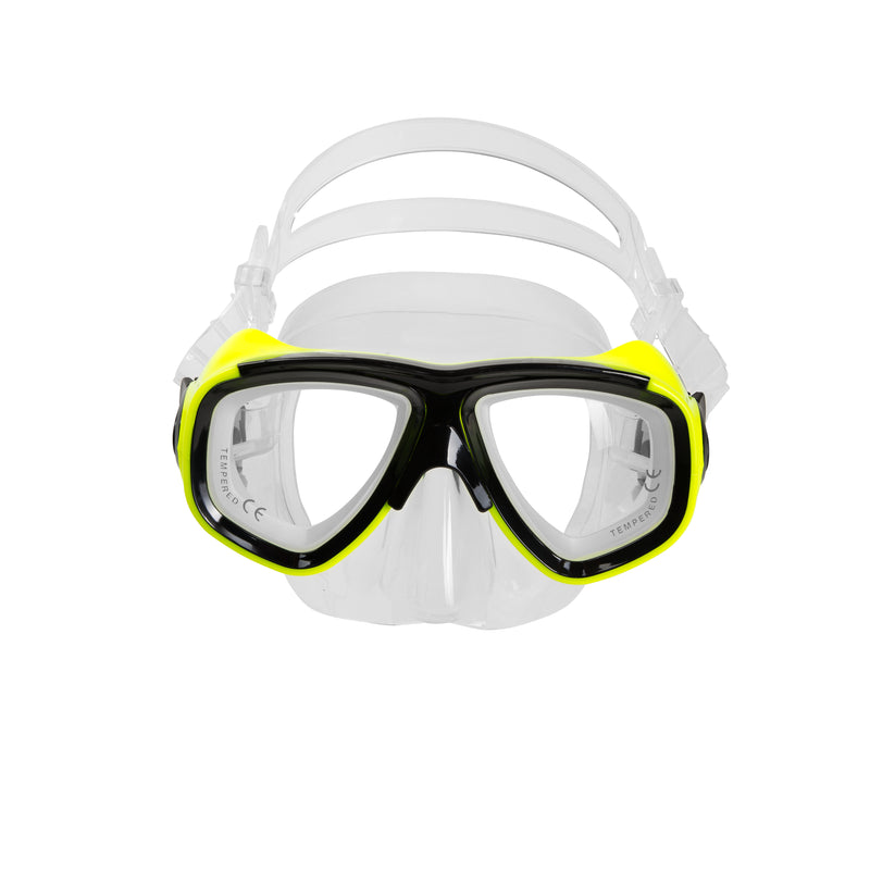 IST M80 Yellow Search Twin Lens Scuba Diving Snorkeling Mask with Custom Rx Lens Option