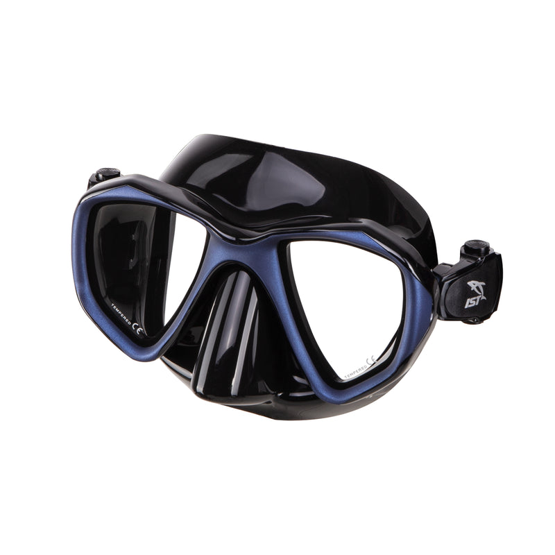 dual lens dive mask with tinted lenses for color correction blue