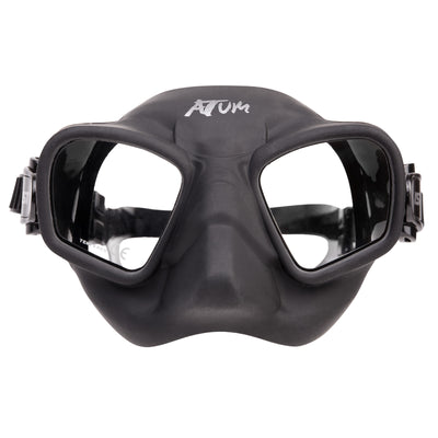 a black frameless silicone freediving mask