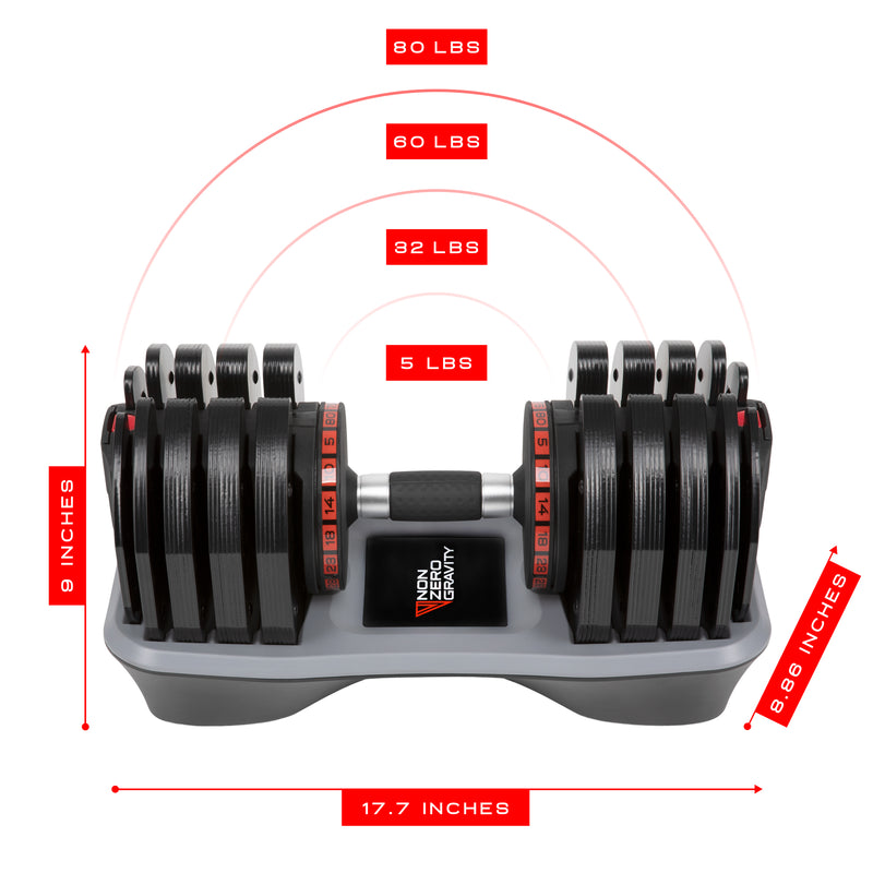 NonZero Gravity Power Dyne Adjustable 80lbs Dumbbell 