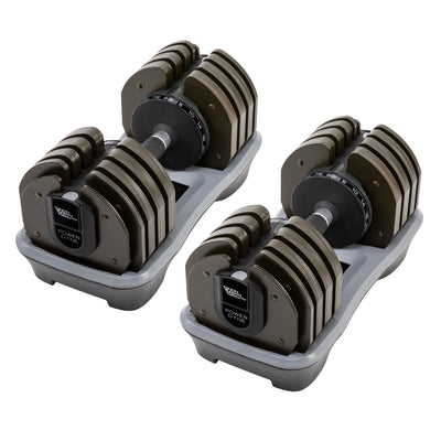 PowerDyne Adjustable Dumbbell Set of 2 Weights - Lift Up To 160lbs Total Strength Training Camo Green 