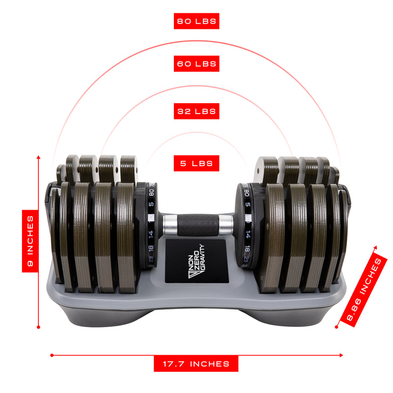 NonZero Gravity PowerDyne Adjustable 80lbs Dumbbell in camo green 