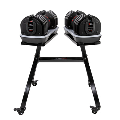 PowerDyne Adjustable Dumbbell Set of 2 Weights and Stand- Lift Up To 160lbs Total Strength Training
