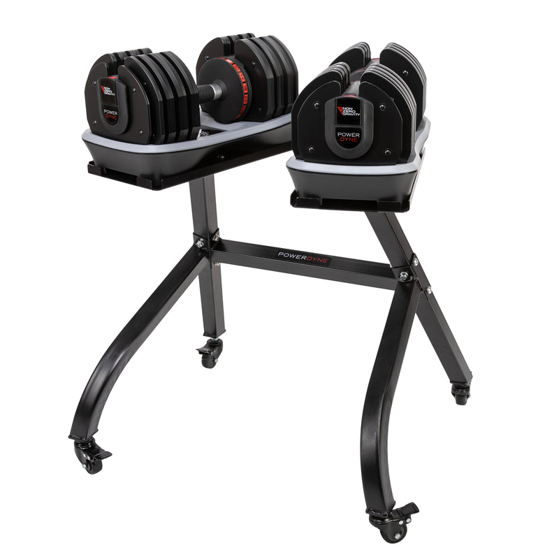 PowerDyne Adjustable Dumbbell Set of 2 Weights and Stand- Lift Up To 160lbs Total Strength Training